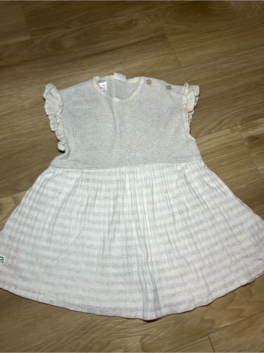 Zara Cream Knit Bodice Ruffle Sleeve Dress
